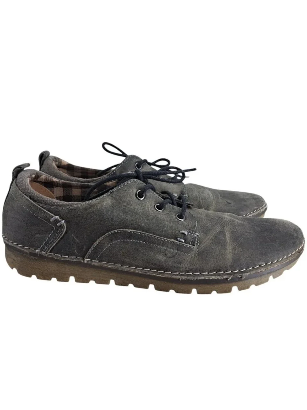 Roan by Bed Stu Arlo Gray Lace Up Leather Oxfords Shoes Size 10.5 Distressed
